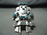 One Of The Tallest Vintage Native American Navajo Turquoise Sterling Silver Kachina Ring-Nativo Arts