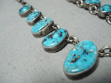 Dramatic Vintage Native American Navajo Kingman Turquoise Sterling Silver Necklace Old-Nativo Arts