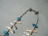 Interesting Vintage Native American Zuni Turquoise Fetish Sterling Silver Necklace Old-Nativo Arts