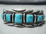 Stunning Vintage Navajo Turquoise Sterling Silver Bracelet Native American Old-Nativo Arts