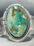 Heavy 100 Gram Native American Navajo Royston Turquoise Sterling Silver Bracelet-Nativo Arts