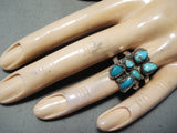 Marvelous Vintage Native American Navajo Turquoise Sterling Silver Ring Old-Nativo Arts