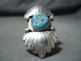 Mary Poncho Vintage Native American Zuni Blue Gem Turquoise Sterling Silver Ring-Nativo Arts