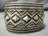 Important Native American Navajo Calvin Martinez Sterling Silver Repoussed Heavy Bracelet-Nativo Arts
