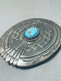 Astounding Vintage Native American Navajo Morenci Turquoise Sterling Silver Buckle-Nativo Arts