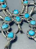 Squash Naja Vintage Native American Navajo Turquoise Sterling Silver Squash Blossom Necklace-Nativo Arts