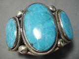 Best Vintage Native American Navajo Martinez Carico Lake Turquoise Sterling Silver Bracelet-Nativo Arts