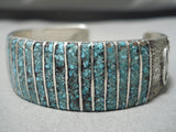 Marvelous Vintage Native American Navajo Turquoise Inlay Allison Sterling Silver Bracelet-Nativo Arts