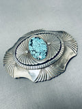 One Of The Best Vintage Native American Navajo Spiderweb Turquoise Sterling Silver Buckle-Nativo Arts