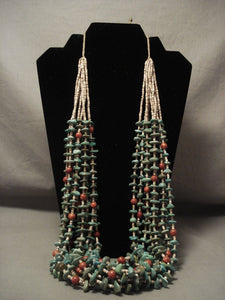 344 Grams Important Modernistic Navajo Native American Jewelry jewelry 'Natural Green Turquoise' Necklace-Nativo Arts