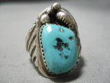 Wonderful Vintage Native American Navajo Kingman Turquoise Sterling Silver Ring Old-Nativo Arts