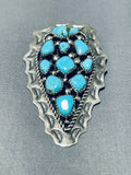 Signed Arrowhead Vintage Native American Navajo Turquoise Sterling Silver Pin-Nativo Arts