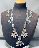 One Of The Best Inlay Vintage Native American Navajo Turquoise Sterling Silver Necklace Set-Nativo Arts