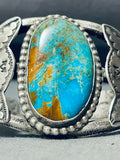 Important Vintage Native American Navajo Blue Royston Turquoise Sterling Silver Bracelet-Nativo Arts