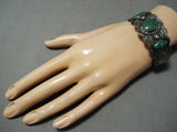 Early Vintage Native American Navajo Cerrillos Turquoise Sterling Silver Hand Tooled Bracelet-Nativo Arts