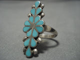 Wonderful Vintage Zuni Native American Blue Gem Turquoise Sterling Silver Ring-Nativo Arts