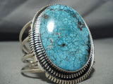 Huge Vintage Native American Navajo Intense Spiderwbe Turquoise Sterling Silver Bracelet-Nativo Arts
