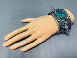 Native American 110 Gram Scorpion Navajo Turquoise Sterling Silver Bracelet-Nativo Arts
