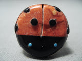 Beautiful Navajo Spiny Oyster Ladybug Sterling Silver Ring Native American-Nativo Arts
