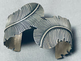 Extremely Detailed Leaf Vintage Native American Navajo Sterling Silver Bracelet Cuff-Nativo Arts