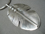 Detailed Feather Navajo Vintage Sterling Silver Native American Necklace-Nativo Arts