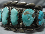 Heavy 121 Gram Vintage Native American Navajo Chunky Turquoise Sterling Silver Bracelet-Nativo Arts