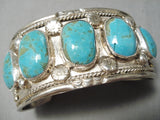 Magnificent Vintage Native American Navajo #8 Turquoise Sterling Silver Bracelet Cuff Old-Nativo Arts