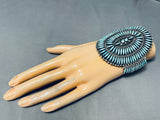 One Of The Best Vintage Native American Zuni Turquoise Needle Sterling Silver Bracelet Cuff Old-Nativo Arts
