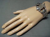 Distinctive Native American Navajo Sterling Silver Horny Toad Bracelet-Nativo Arts
