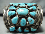 Museum Huge Vintage Native American Navajo Turquoise Sterling Silver Bracelet-Nativo Arts