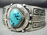 Important Vintage Native American Navajo Turquoise Craig Sterling Silver Bracelet-Nativo Arts