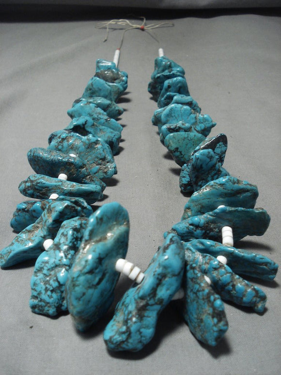 348 Grams Monster Vintage Navajo Native American Jewelry jewelry 'Graduating Nugget' Turquoise Heishi Necklace-Nativo Arts