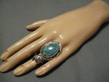 Vintage Native American Navajo Ring Green Turquoise Bennie Ration Sterling Silver Kachina-Nativo Arts