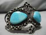 Very Rare Robin's Egg Turquoise Vintage Native American Navajo Sterling Silver Bracelet Old-Nativo Arts