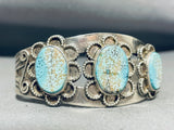 Very Early Vintage Native American Navajo #8 Turquoise Sterling Silver Bracelet-Nativo Arts