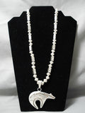 One Of The Best Vintage Native American Navajo Hand Tooled Sterling Silver Bear Necklace-Nativo Arts