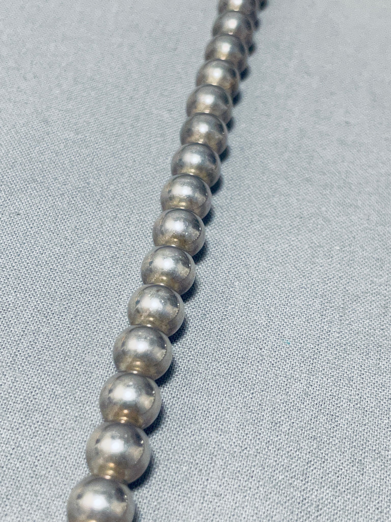 Vintage Sterling Silver Beaded Necklace 30 Inches Long
