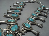 349 Gram Vintage Native American Jewelry Navajo Turquoise Sterling Silver Squash Blossom Necklace-Nativo Arts