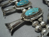 349 Gram Vintage Native American Jewelry Navajo Turquoise Sterling Silver Squash Blossom Necklace-Nativo Arts