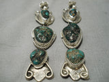 Museum Quality Vintage Native American Navajo Rare Turquoise Sterling Silver Earrings-Nativo Arts