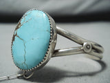 Marvelous Vintage Native American Navajo Blue Diamond Turquoise Sterling Silver Slave Bracelet-Nativo Arts