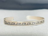Marvelous Vintage Native American Navajo Sterling Silver Bracelet Signed Skeets-Nativo Arts