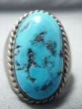 Incredible Vintage Native American Navajo Sleeping Beauty Turquoise Sterling Silver Ring Old-Nativo Arts
