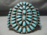 Huge Vintage Native American Navajo Tears Of Joy Turquoise Sterling Silver Bracelet Old-Nativo Arts