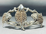 Whimsical Native American Navajo Sterling Silver Toads Bracelet Signed-Nativo Arts