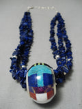 Native American Important Vintage Santo Domngo Lapis Turquoise Sterling Silver Necklace-Nativo Arts