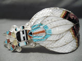 Rare Kachina Maiden Native American Zuni Turquoise Coral Sterling Silver Bracelet-Nativo Arts