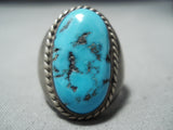 Incredible Vintage Native American Navajo Sleeping Beauty Turquoise Sterling Silver Ring Old-Nativo Arts