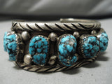 Chunky Chunky! Vintage Navajo Turquoise Native American Sterling Silver Bracelet-Nativo Arts
