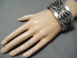 Astonishing Navajo Wide Sterling Silver Bracelet Native American-Nativo Arts